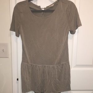 Gray tunic top with tie back